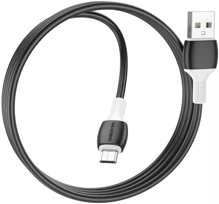 Кабель Borofone BX84 Rise USB-A - micro USB 12w 2.4a 1м cable Black - фото 3