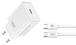 Мережевий зарядний пристрій XO CE15 20w PD USB-C home charger + USB-C to USB-C cable white