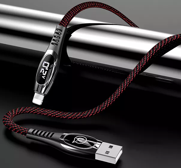 Кабель Usams U36 Digital Display USB-A - Lightning 10w 1.2м cable Red - фото 2