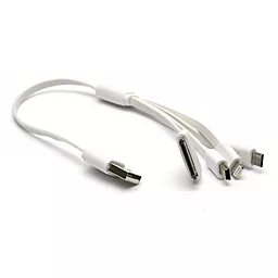 USB Кабель PowerPlant 12w 4-in-1 USB to Lightning/mini/micro USB/Apple 30pin cable white (KABUSBALL) - мініатюра 2
