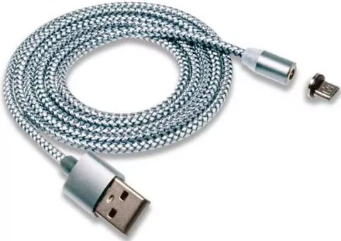 Кабель Walker C590 Magnetic USB-A - micro USB 12w 2.4a 1м cable Silver - фото 1