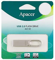 Флешка Apacer AH13E 32Gb USB 2.0 Metal Silver (AP32GAH13ES-1) - фото Флешка Apacer AH13E 32Gb USB 2.0 Metal Silver (AP32GAH13ES-1)