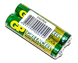 Батарейки GP AAA (R03) Greencell Carbon-Zinc (24G-S2) SHRINK 2шт 1.5 V