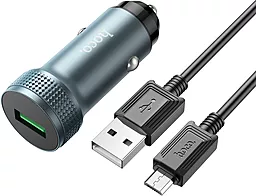 Автомобильное зарядное устройство Hoco Z49A Level 18W QC USB-A + micro USB Cable Gray - миниатюра 2