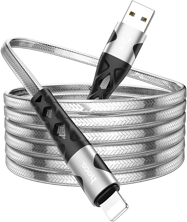 Кабель Hoco U105 Treasure Jelly USB-A - Lightning 12w 2.4a 1.2м cable Silver - фото 2