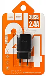 Сетевое зарядное устройство Hoco C33A Little Superior 2USB Black - миниатюра 2
