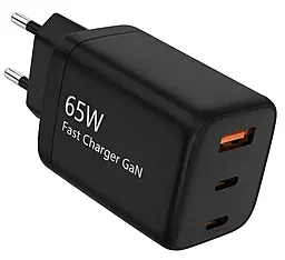 Зарядний пристрій 4U GaN 65W 2xUSB-C/USB-A ports fast charger black (YD-65LUC2U1) - фото Зарядний пристрій 4U GaN 65W 2xUSB-C/USB-A ports fast charger black (YD-65LUC2U1)