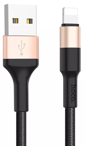 Кабель Hoco X26 Xpress USB-A - Lightning 10w 1м cable Black/Gold - фото 1
