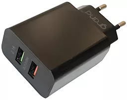 Мережевий зарядний пристрій Grand D18AQ-2 18W/10.5W QC3.0 2.1A 2xUSB-A + micro USB Cable Black - мініатюра 4