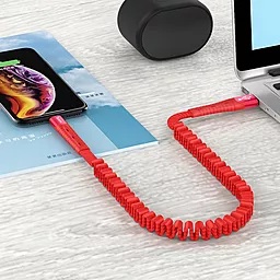 Кабель Hoco U78 Cotton Treasure Elastic USB-A - Lightning 12w 2.4a 1.2м cable Red - миниатюра 3 Кабель Hoco U78 Cotton Treasure Elastic USB-A - Lightning 12w 2.4a 1.2м cable Red - миниатюра 3