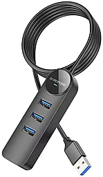 Мультипортовый USB-A хаб Borofone DH6 Erudite 4-in-1 black - фото Мультипортовый USB-A хаб Borofone DH6 Erudite 4-in-1 black