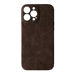 Чохол Apple Leather Case Full Camera Crocodile for iPhone 13 Dark Brown