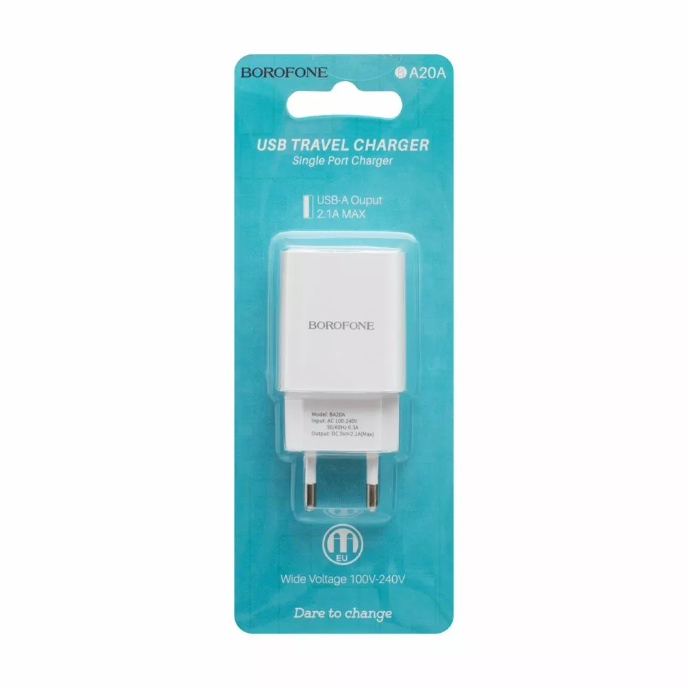 Сетевое зарядное устройство Borofone BA20A Sharp 2.1a home charger white - фото 4