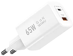 Сетевое зарядное устройство WIWU 65w PD/QC3.0 GaN USB-C/USB-A ports fast charger white (Wi-U012)