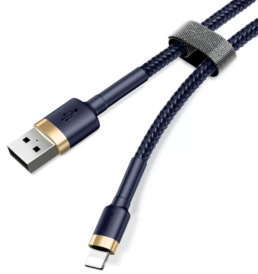Кабель Baseus Cafule USB-A - Lightning 12w 2.4a 0.5м cable Gold/Blue (CALKLF-AV3) - фото 3