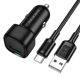 Автомобильное зарядное устройство Borofone BZ34 Cloud 18w QC USB-A car charger + USB-C cable black - фото Автомобильное зарядное устройство Borofone BZ34 Cloud 18w QC USB-A car charger + USB-C cable black