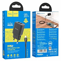 Мережевий зарядний пристрій Hoco N25 2.1a 2xUSB-A ports charger + mirco USB cable black - мініатюра 5 Мережевий зарядний пристрій Hoco N25 2.1a 2xUSB-A ports charger + mirco USB cable black - мініатюра 5
