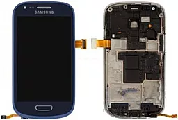 Дисплей Samsung Galaxy S3 mini I8190 з тачскріном і рамкою, оригінал, Blue