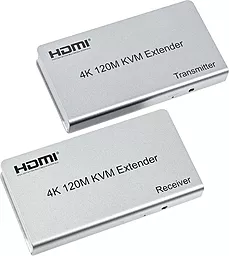 Удлиннитель по витой паре Voltronic для HDMI сигнала HDMI 4K 30 Гц до 120м через CAT5E/6 Silver (HDES120-KVM) - миниатюра 4