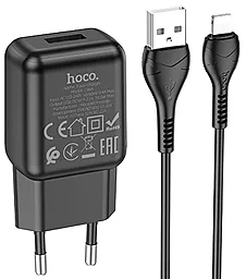 Сетевое зарядное устройство Hoco C96A 2.1a home charger + Lightning cable black