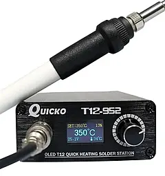 Паяльна станція одноканальна Quicko T12-952 (жала ILS, KU, JL02, BL, BC1) (Паяльник, 900M, ESD Safe) - фото Паяльна станція одноканальна Quicko T12-952 (жала ILS, KU, JL02, BL, BC1) (Паяльник, 900M, ESD Safe)