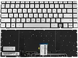 Клавиатура для ноутбука HP 14-EA с подсветкой клавиш без рамки Silver