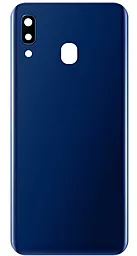Задняя крышка корпуса Samsung Galaxy A20 2019 A205 со стеклом камеры Deep Blue - фото Задняя крышка корпуса Samsung Galaxy A20 2019 A205 со стеклом камеры Deep Blue