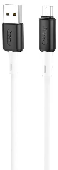 Кабель Hoco X48 Soft Silicone USB-A - micro USB 12w 2.4a 1м cable White - фото 1