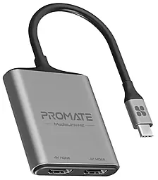 Видео переходник (адаптер) USB Type-C - HDMI v2.0 4k 30hz 0.15м gray (medialink-h2) Promate - фото Видео переходник (адаптер) USB Type-C - HDMI v2.0 4k 30hz 0.15м gray (medialink-h2) Promate