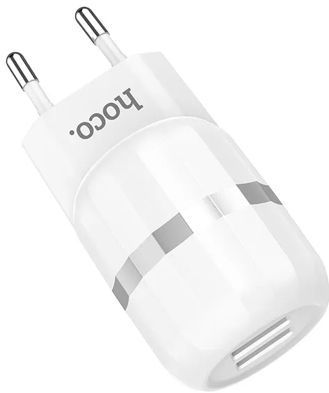 Сетевое зарядное устройство Hoco C41A Wisdom 2.4a 2xUSB-A ports charger + USB-C cable white - фото 3