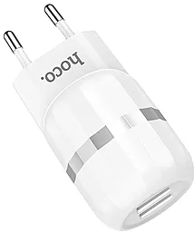 Сетевое зарядное устройство Hoco C41A Wisdom 2.4a 2xUSB-A ports charger + USB-C cable white - миниатюра 3 Сетевое зарядное устройство Hoco C41A Wisdom 2.4a 2xUSB-A ports charger + USB-C cable white - миниатюра 3
