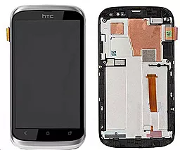 Дисплей HTC Desire V (T328w) с тачскрином и рамкой, Silver