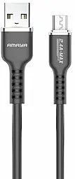 Кабель Amaya M30 USB-A - micro USB 2.4a 1м cable Black - фото Кабель Amaya M30 USB-A - micro USB 2.4a 1м cable Black