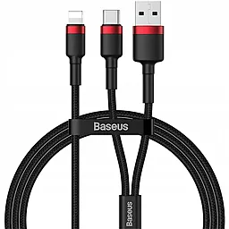 Универсальный кабель Baseus Cafule 2-in-1 USB-A to Type-C/Lightning 12w 2.4a 1м сable Black (CATKLF-ELG1) - фото Универсальный кабель Baseus Cafule 2-in-1 USB-A to Type-C/Lightning 12w 2.4a 1м сable Black (CATKLF-ELG1)