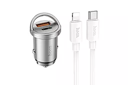 Автомобильное зарядное устройство Hoco NZ10 45w PD USB-C/USB-A ports car charger + USB-C to Lightning cable silver
