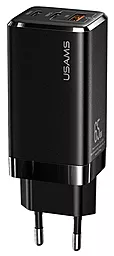 Сетевое зарядное устройство с быстрой зарядкой Usams Mini 65w GaN PD 2xUSB-C/USB-A ports car charger black (US-CC110) - фото Сетевое зарядное устройство с быстрой зарядкой Usams Mini 65w GaN PD 2xUSB-C/USB-A ports car charger black (US-CC110)