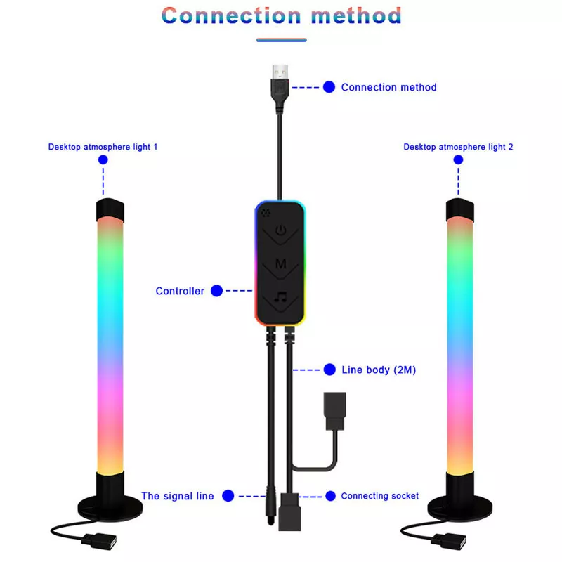 Настольная LED лампа Epik RGB 5V Panel 2 Bluetooth Black - фото 3