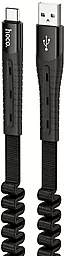 Кабель Hoco U78 Cotton Treasure Elastic USB-A - Type-C 12w 2.4a 1.2м cable Black
