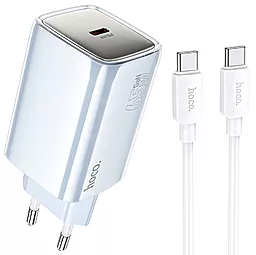 Мережевий зарядний пристрій Hoco N48 Glorious 65w GaN PD USB-C fast charger + USB-C to USB-C cable blue - фото Мережевий зарядний пристрій Hoco N48 Glorious 65w GaN PD USB-C fast charger + USB-C to USB-C cable blue