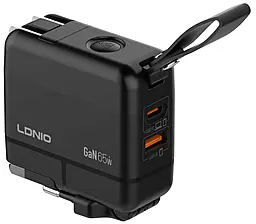 Сетевое зарядное устройство LDNio Q2618 65w GaN PD USB-C/USB-A ports charger black - фото Сетевое зарядное устройство LDNio Q2618 65w GaN PD USB-C/USB-A ports charger black