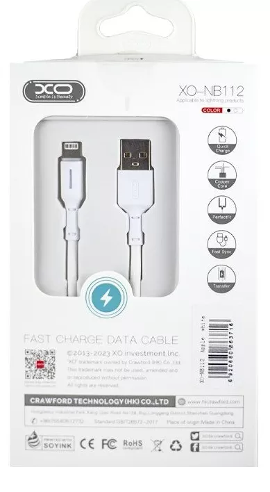 Кабель XO NB112 Fast USB-A - micro USB 15w 3a 1м cable White - фото 3