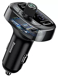 Автомобильный FM модулятор + зарядное устройство Baseus T-Typed MP3 Black (CCALL-TM01)