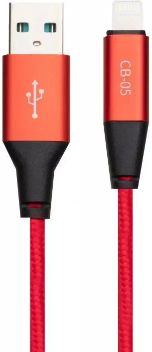 Кабель Celebrat CB-05 USB-A - Lightning 12w 3a 1м cable Red - фото 1