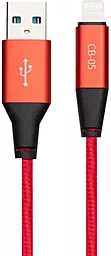 Кабель Celebrat CB-05 USB-A - Lightning 12w 3a 1м cable Red - фото Кабель Celebrat CB-05 USB-A - Lightning 12w 3a 1м cable Red