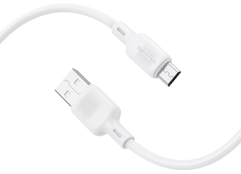 Кабель Borofone BX113 Silicone USB-A - micro USB 12w 2.4a 1м cable White - фото 3