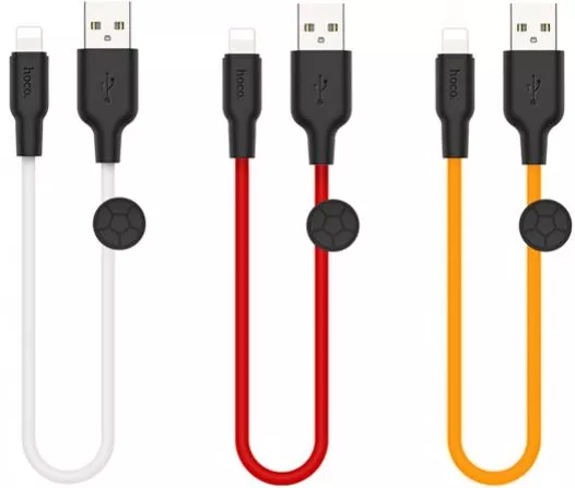Кабель Hoco X21 Plus Silicone USB-A - Lightning 12w 2.4a 0.25м cable Black/White - фото 6