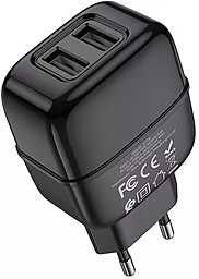 Сетевое зарядное устройство Hoco C77A 2.4a 2xUSB-A ports charger + USB-C cable black - миниатюра 4 Сетевое зарядное устройство Hoco C77A 2.4a 2xUSB-A ports charger + USB-C cable black - миниатюра 4