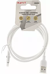 Кабель Havit HV-CB6283 USB-A - Lightning 12w 2.4a 1м cable White - миниатюра 4 Кабель Havit HV-CB6283 USB-A - Lightning 12w 2.4a 1м cable White - миниатюра 4