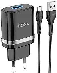 Сетевое зарядное устройство Hoco N1 2.4a home charger + micro USB cable black - фото Сетевое зарядное устройство Hoco N1 2.4a home charger + micro USB cable black