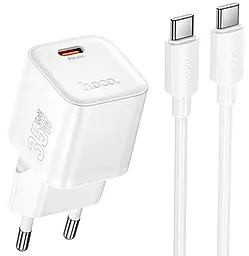 Мережевий зарядний пристрій Hoco N66 Ingenious 35w GaN PD USB-C fast charger + USB-C to USB-C cable white - фото Мережевий зарядний пристрій Hoco N66 Ingenious 35w GaN PD USB-C fast charger + USB-C to USB-C cable white